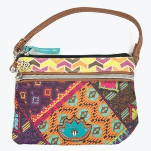 Lily Bloom Multi-Color Geometric Pattern Small Wristlet Pouch Clutch